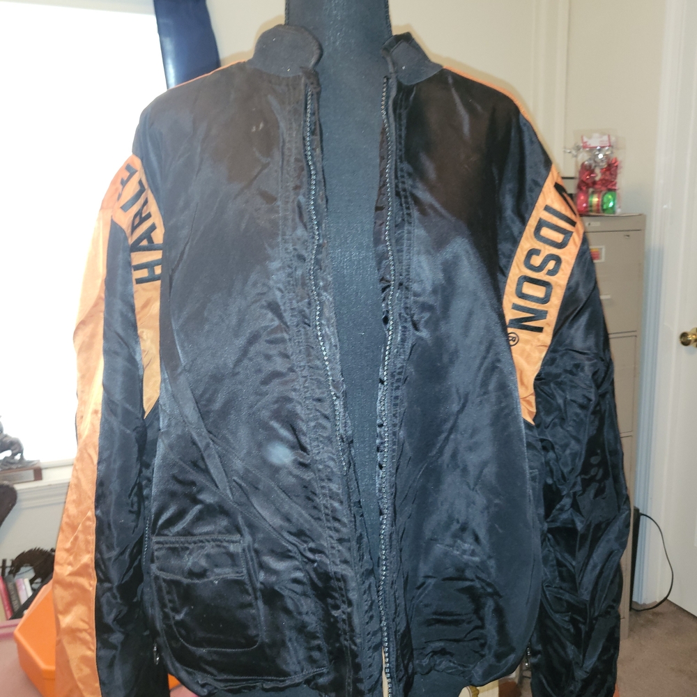 Harley-Davidson Black and Orange Bomber Jacket